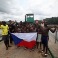 Gabon Lalara booue lope, trajekt přes řeku Ogowe